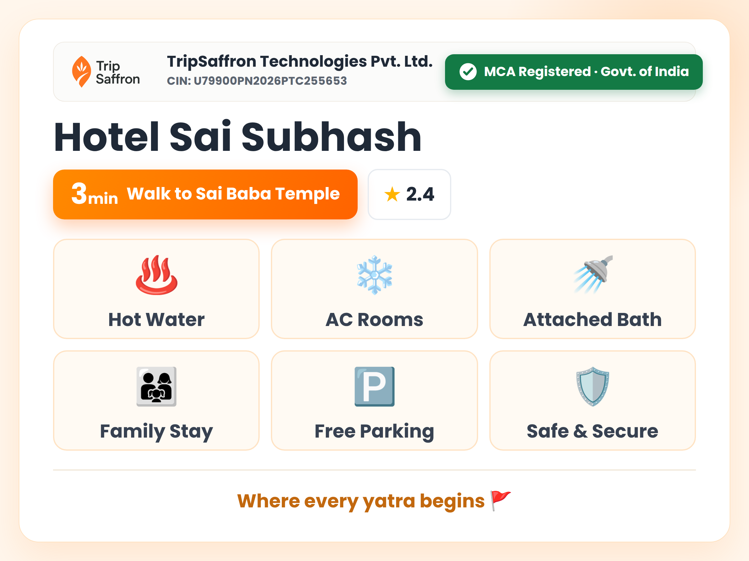 Hotel Sai Subhash — TripSaffron summary